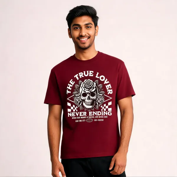 Maroon_Cotton_Front_Print_T-Shirt_For_Men
