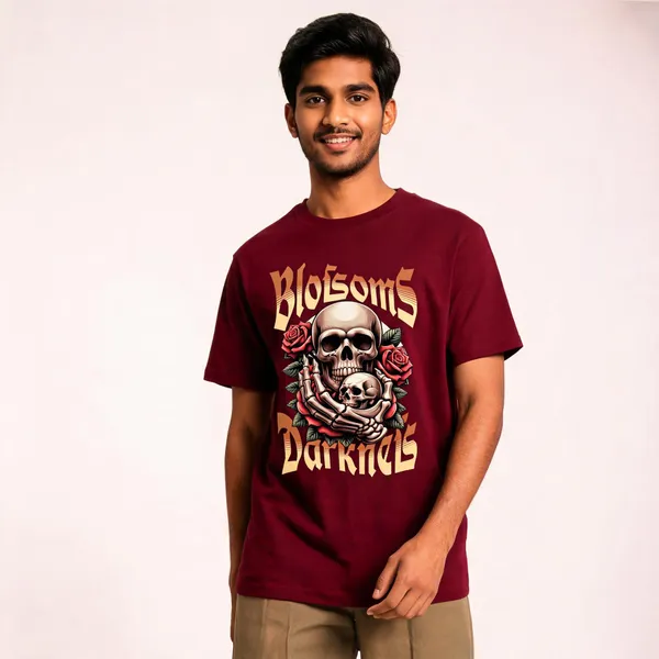 Maroon_Cotton_Front_Print_T-Shirt_For_Men