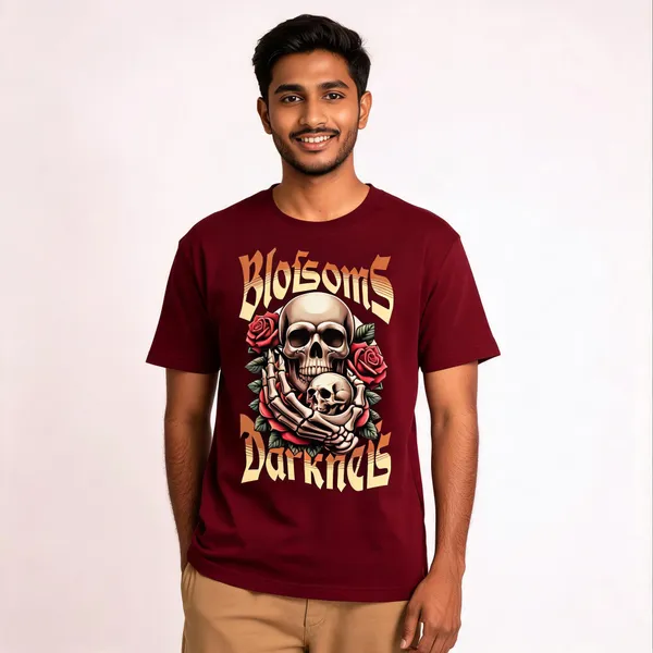Maroon_Cotton_Front_Print_T-Shirt_For_Men