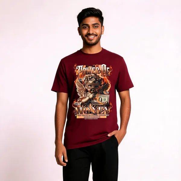 Maroon_Cotton_Printed_T-Shirt_For_Men
