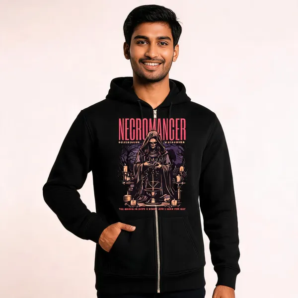 Black_Cotton_Front_Print_Hoodie_For_Men