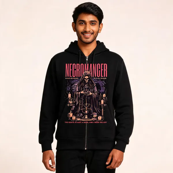 Black_Cotton_Front_Print_Hoodie_For_Men