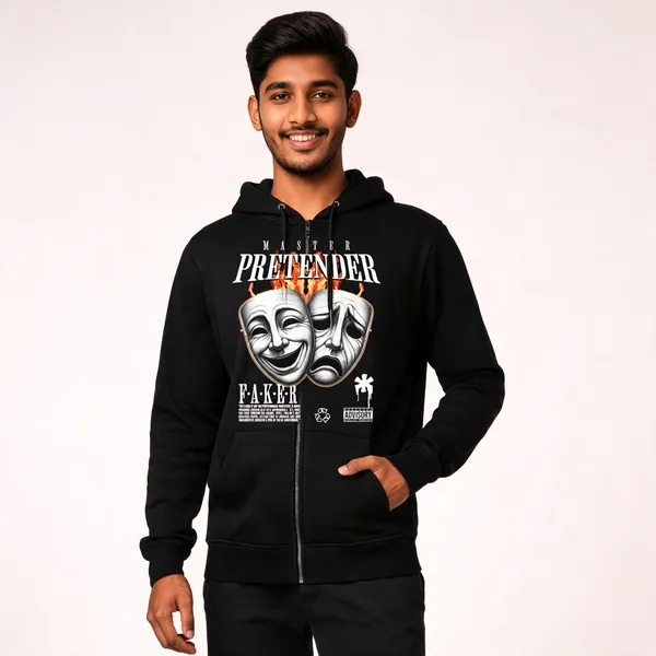 Black_Cotton_Front_Print_Hoodie_For_Men