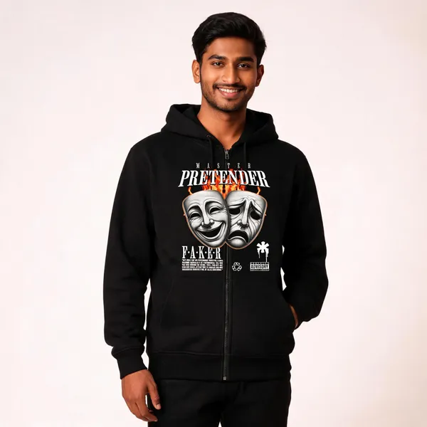 Black_Cotton_Front_Print_Hoodie_For_Men