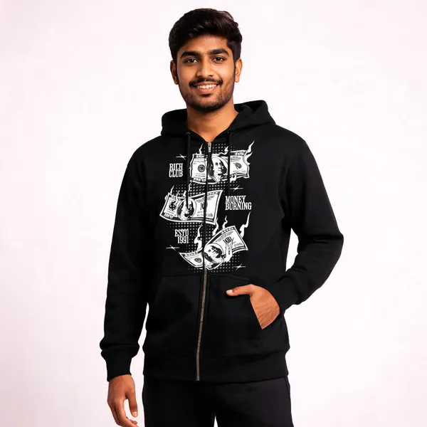 Black_Cotton_Front_Print_Hoodie_For_Men