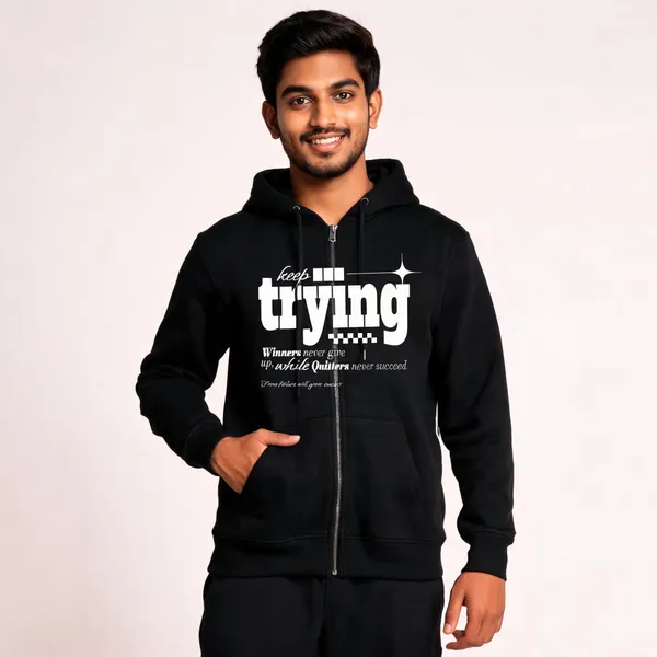 Black_Cotton_Front_Print_Hoodie_For_Men