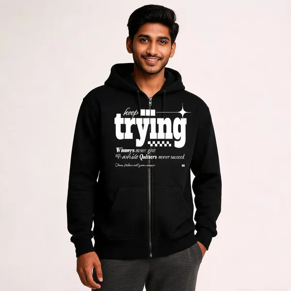 Black_Cotton_Front_Print_Hoodie_For_Men