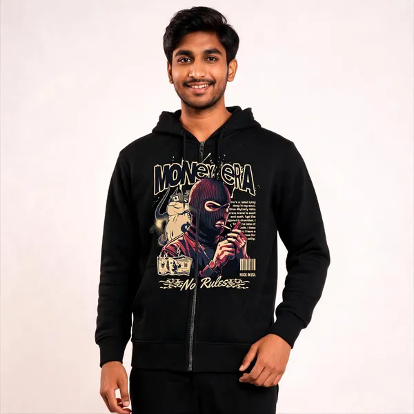 Black_Cotton_Front_Print_Hoodie_For_Men