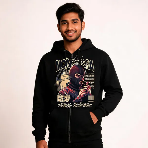 Black_Cotton_Front_Print_Hoodie_For_Men