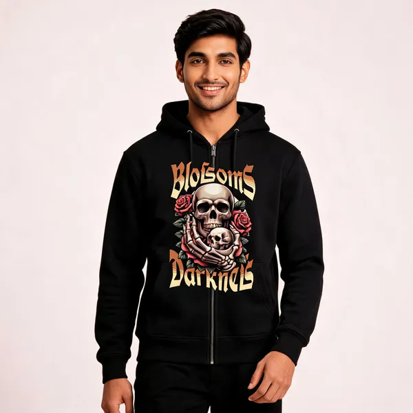 Black_Cotton_Front_Print_Hoodie_For_Men