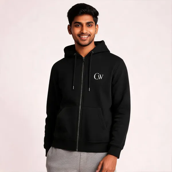 Black_Cotton_Front_Print_Hoodie_For_Men