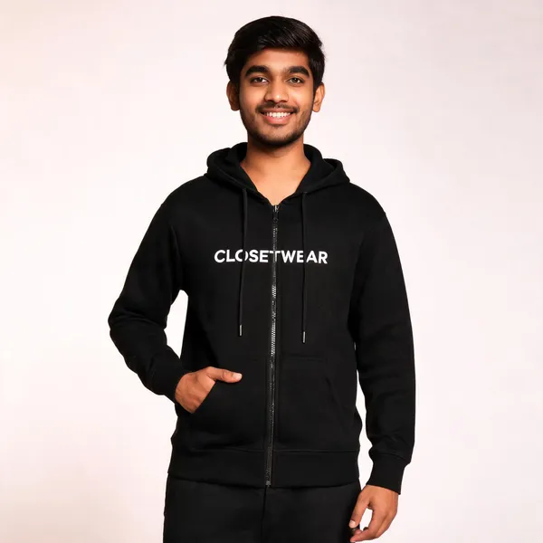 Black_Cotton_Front_Print_Hoodie_For_Men