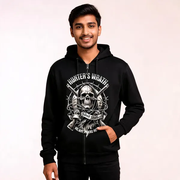 Black_Cotton_Front_Print_Hoodie_For_Men