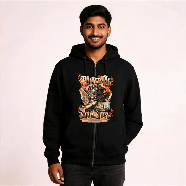 Black_Cotton_Front_Print_Hoodie_For_Men