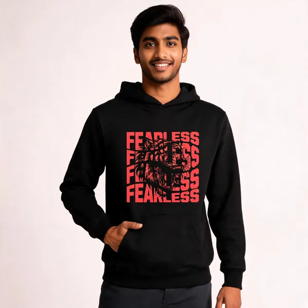 Black_Cotton_Front_Print_Hoodie_For_Men