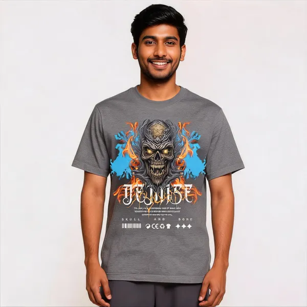 Grey_Cotton_Front_Print_T-Shirt_For_Men