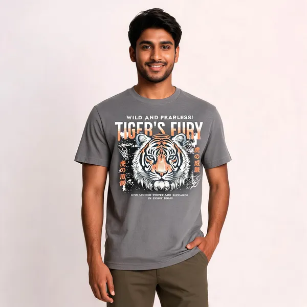 Grey_Cotton_Front_Print_T-Shirt_For_Men