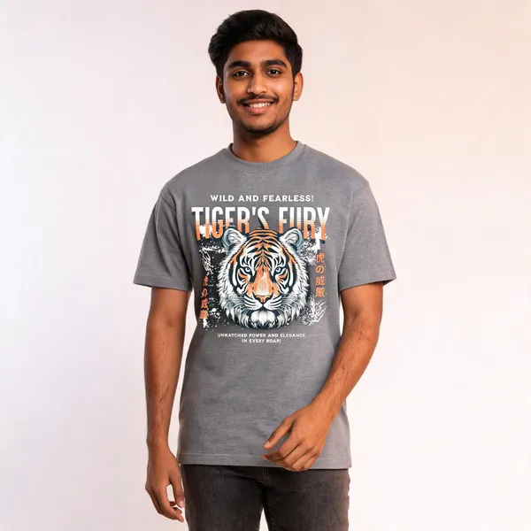 Grey_Cotton_Front_Print_T-Shirt_For_Men