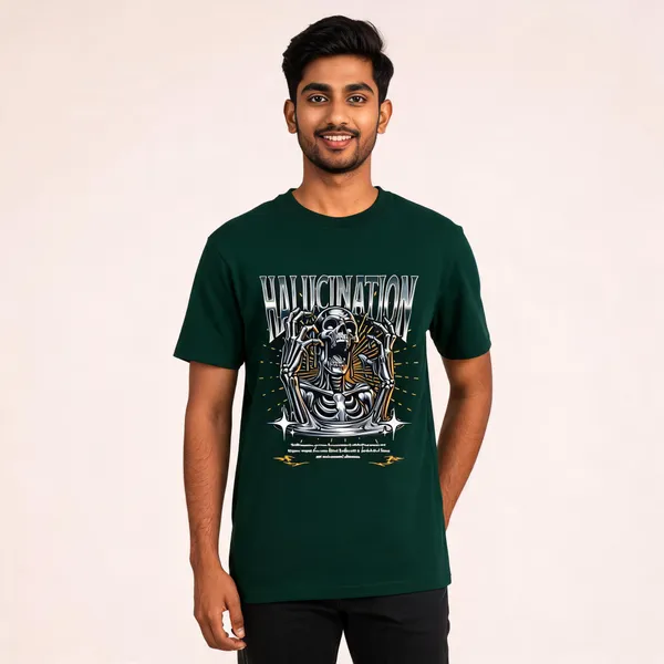 Green_Cotton_Graphic_Print_T-Shirt_For_Men