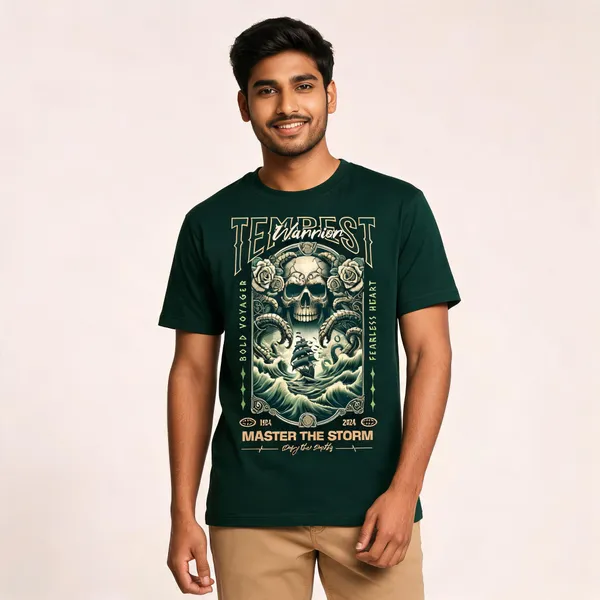 Green_Cotton_Graphic_Print_T-Shirt_For_Men