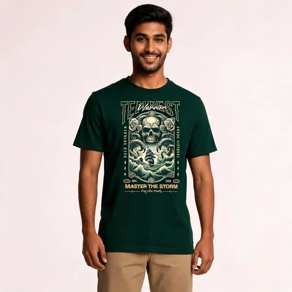 Green_Cotton_Graphic_Print_T-Shirt_For_Men