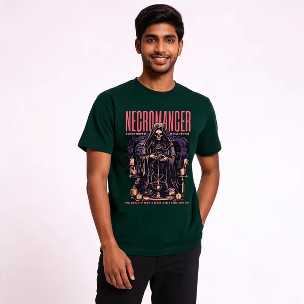 Green_Cotton_Front_Print_T-Shirt_For_Men