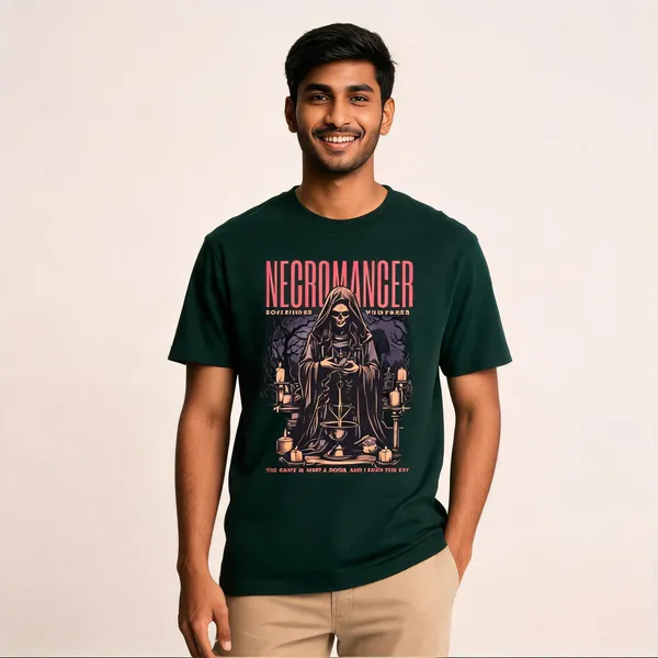 Green_Cotton_Front_Print_T-Shirt_For_Men