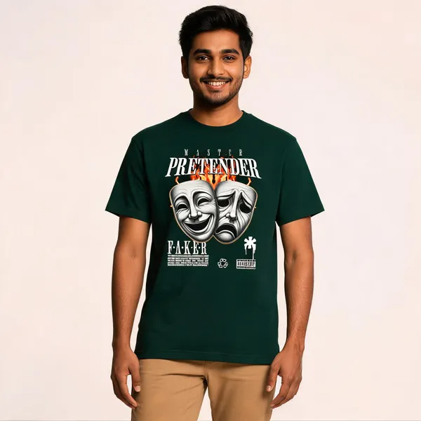 Green_Cotton_Front_Print_T-Shirt_For_Men