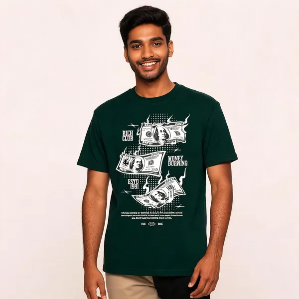 Green_Cotton_Front_Print_T-Shirt_For_Men