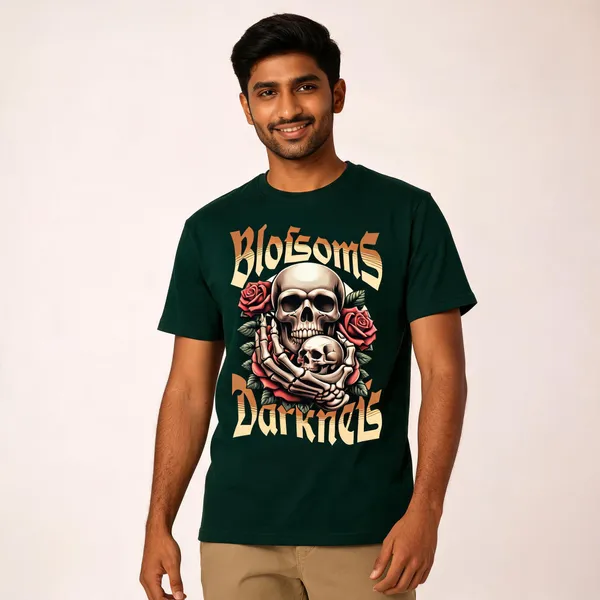 Green_Cotton_Front_Print_T-Shirt_For_Men