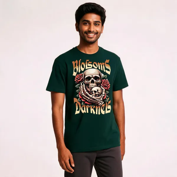 Green_Cotton_Front_Print_T-Shirt_For_Men