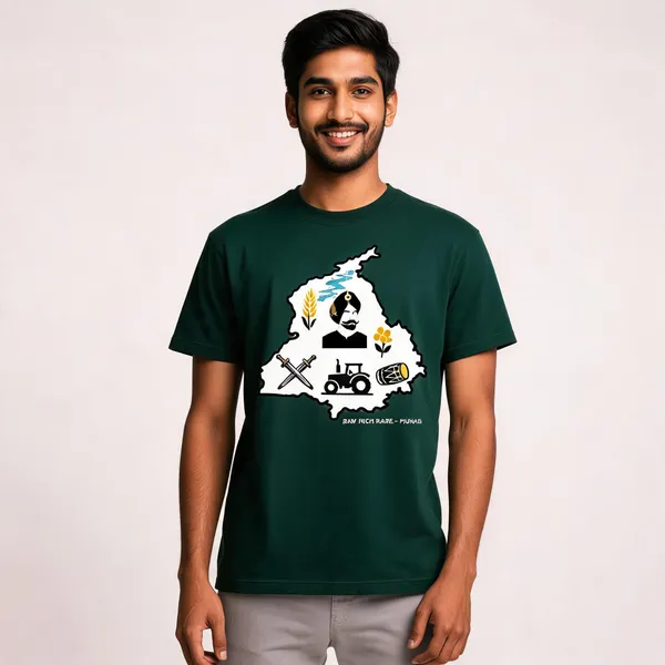 Green_Cotton_Front_Print_T-Shirt_For_Men