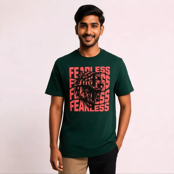 Green_Cotton_Front_Print_T-Shirt_For_Men