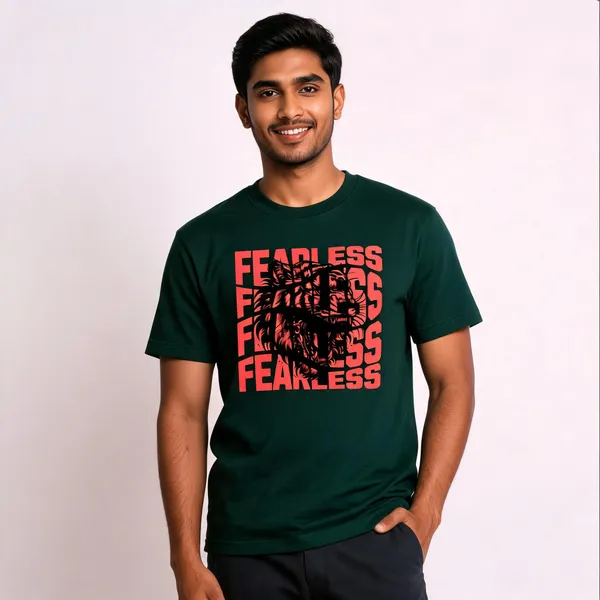 Green_Cotton_Front_Print_T-Shirt_For_Men