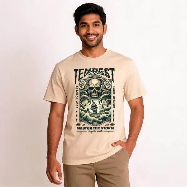 Beige_Cotton_Graphic_Print_T-Shirt_For_Men