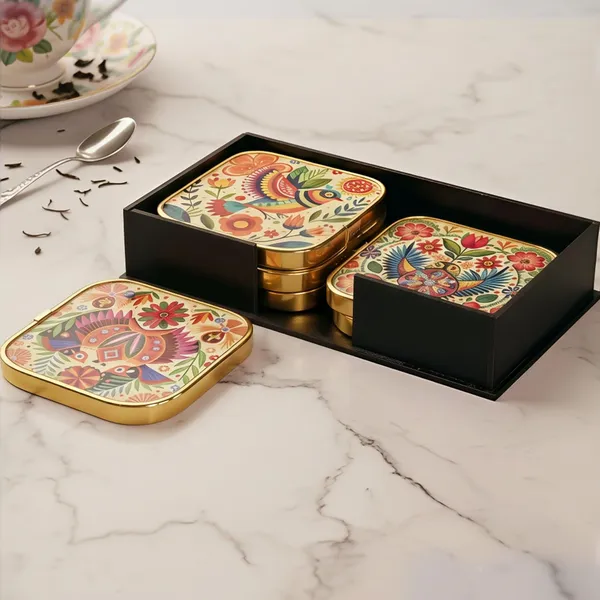 Mdf_Acrylic_Modern_Multicolour_Coaster_Set_Of_6