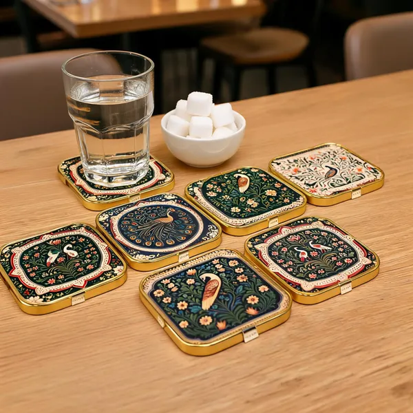 Mdf_Acrylic_Multicolour_Coaster_Set_Of_6