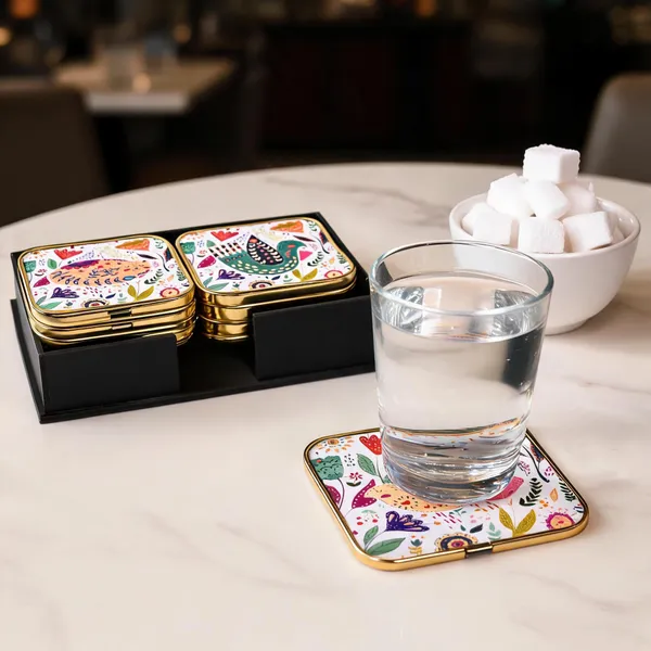 Mdf_Acrylic_Multicolour_Coaster_Set_Of_6