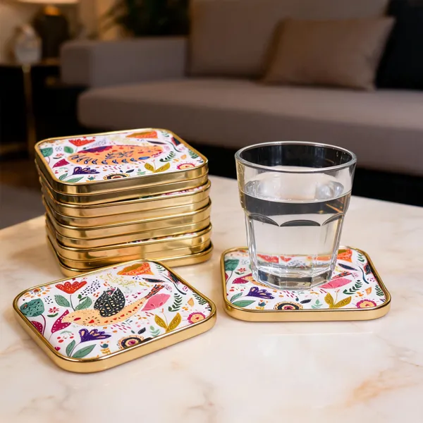Mdf_Acrylic_Multicolour_Coaster_Set_Of_6