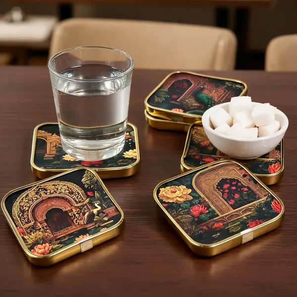 Mdf_Acrylic_Multicolour_Coaster_Set_Of_6
