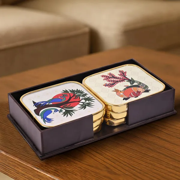Mdf_Acrylic_Multicolour_Coaster_Set_Of_6