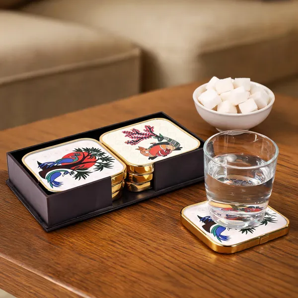 Mdf_Acrylic_Multicolour_Coaster_Set_Of_6
