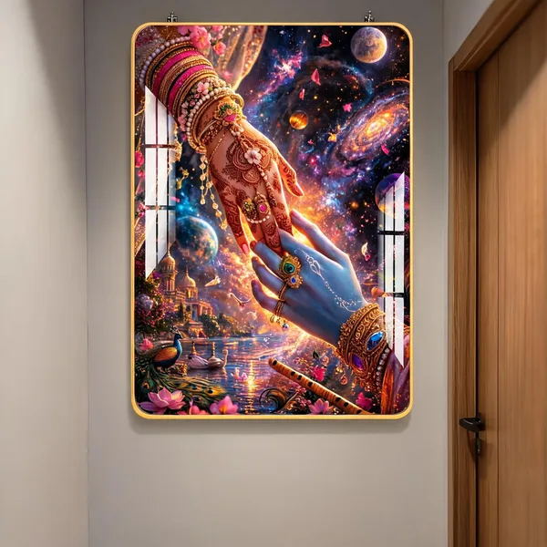 Mdf_Acrylic_Golden_Edge_God_Hand_Wall_Mounted_Frame