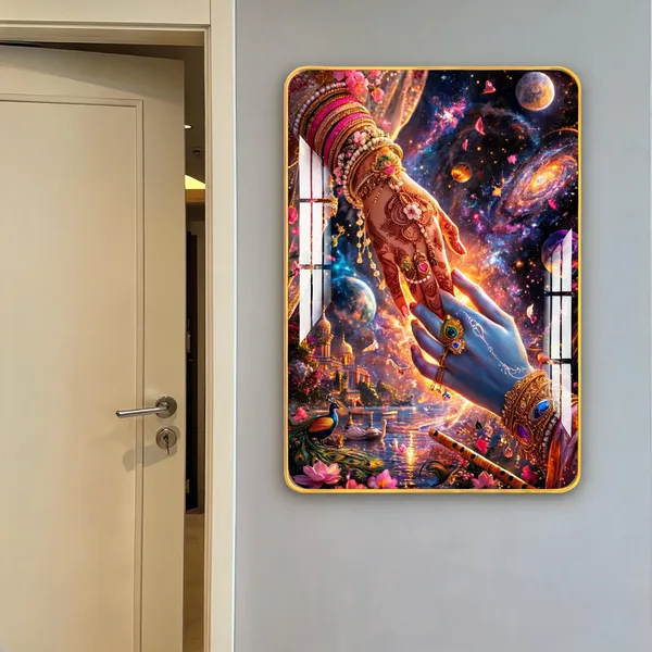 Mdf_Acrylic_Golden_Edge_God_Hand_Wall_Mounted_Frame