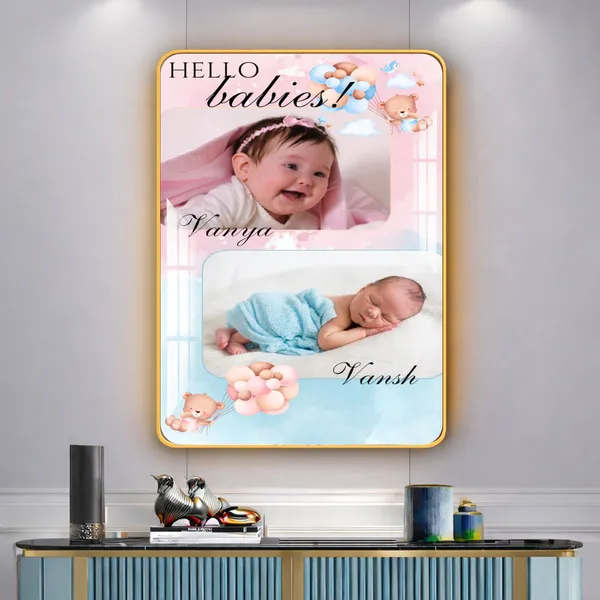 Mdf_Acrylic_Golden_Edge_Baby_Collage_Wall_Mounted_Frame