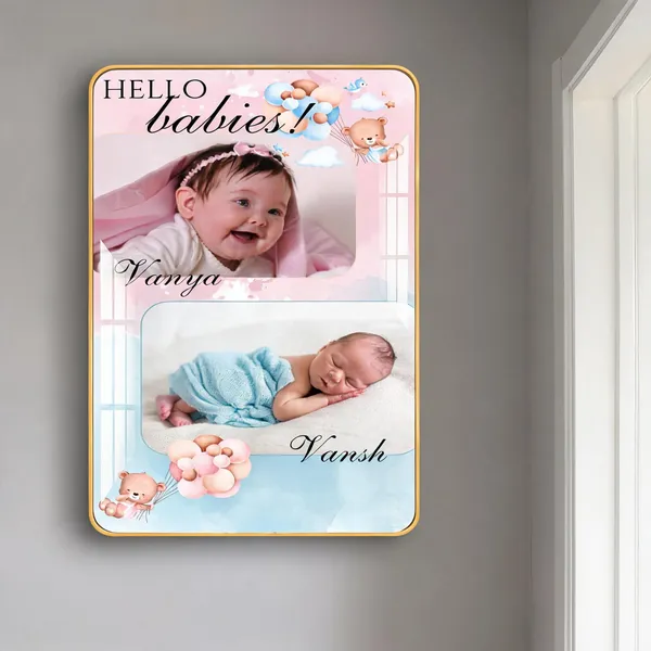 Mdf_Acrylic_Golden_Edge_Baby_Collage_Wall_Mounted_Frame