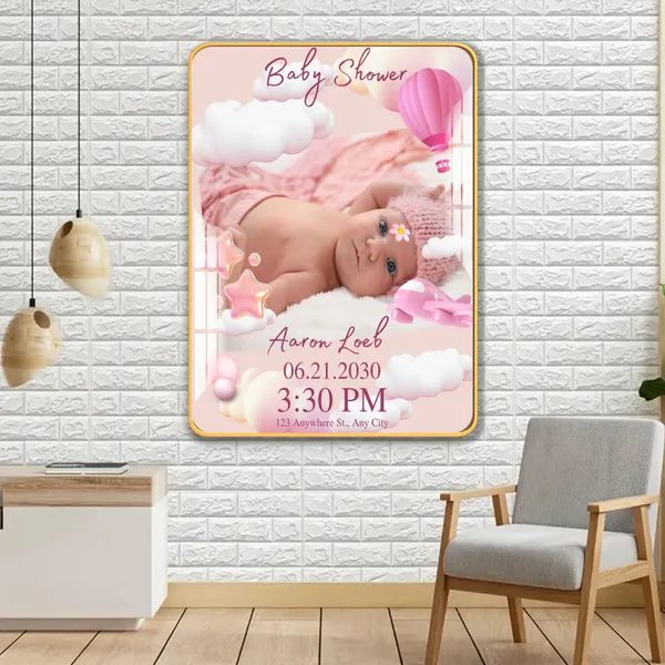 Mdf_Acrylic_Golden_Edge_Baby_Birth_Wall_Mounted_Frame