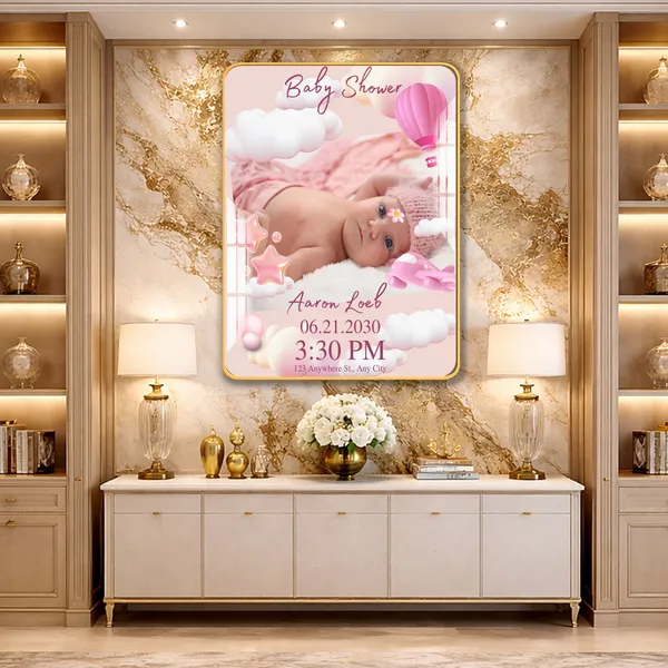 Mdf_Acrylic_Golden_Edge_Baby_Birth_Wall_Mounted_Frame