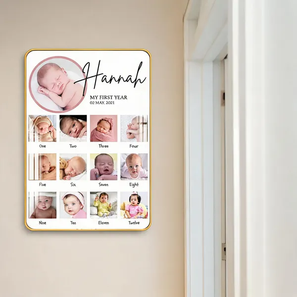 Mdf_Acrylic_Golden_Edge_Baby_First_Year_Collage_Frame
