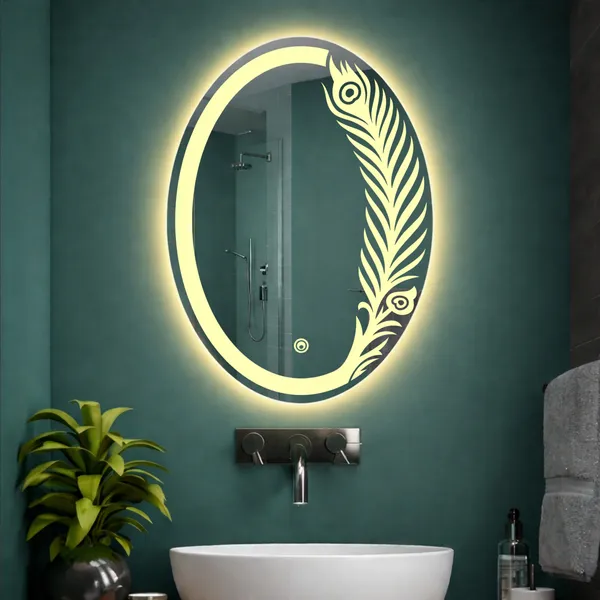 Mdf_Acrylic_Modern_Oval_LED_Wall_Mounted_Mirror